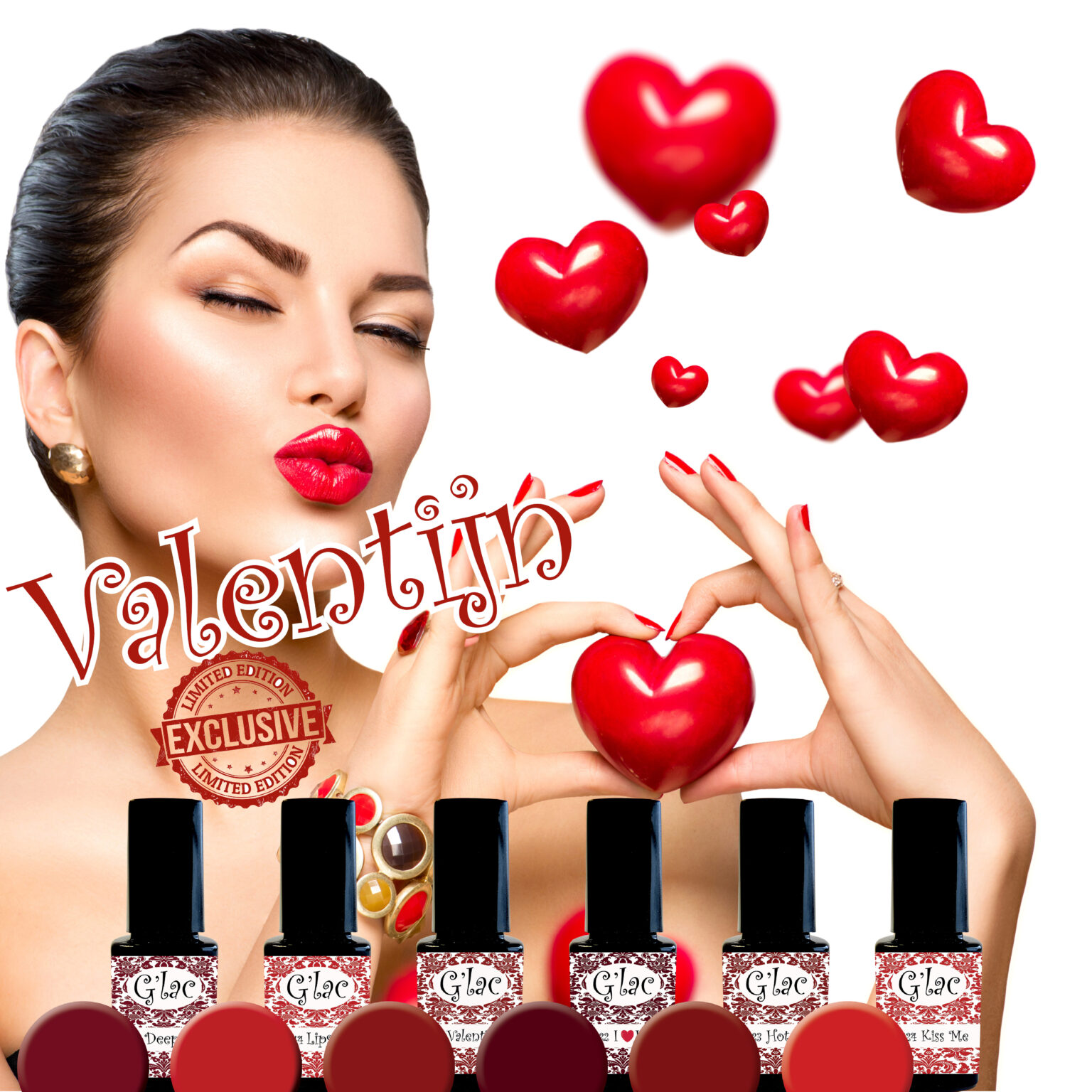Valentijn Exclusive Limited Edition - 6 Pack Deal Gellak gellaknagels nagelproduckten G'lac vloeit mooi uit waardoor vijlen tot een minimum beperkt wordt.