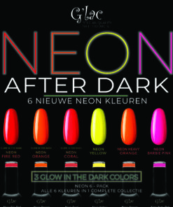 Ontdek alle 6 neonkleuren van de Neon After Dark Collection. Inclusief 3 Glow In The Dark kleuren. Exclusief verkrijgbaar bij G'lac.