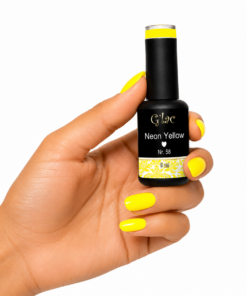N°58 Neon Yellow Stralende neongele gellak met ultra felle pigmentatie. Perfect voor zomer, nail art en opvallende nagels. Exclusief van G'lac.